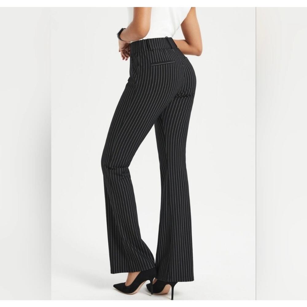 Betabrand Bootcut Dress Pant Yoga Pant Black Pinstripe Size S Petite